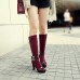 Women's Shoes Fleece/Patent Leather Chunky Heel Fashion Boots/Round Toe Boots Dress Black/Brown/Burgundy