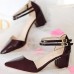 Women's Shoes Patent Leather Chunky Heel Pointed Toe Pumps/Heels Dress Black/Green/Pink/Red/White/Tan/Beige