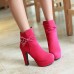 Women's Boots Spring / Fall / Winter Platform / Fashion Boots Leatherette Outdoor / Casual Chunky Heel Crystal / Bowknot