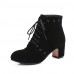 Women's Boots Fall / Winter Fashion Boots Leatherette Dress / Casual Chunky Heel Lace-up Black / Gray / Almond Walking