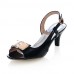 Women's Shoes Patent Leather Kitten Heel Peep Toe Sandals Dress Black/Blue/Yellow/Green/Pink/Navy