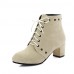 Women's Boots Fall / Winter Fashion Boots Leatherette Dress / Casual Chunky Heel Lace-up Black / Gray / Almond Walking