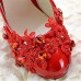 Women's Shoes Leather Chunky Heel Heels/Pointed Toe Pumps/Heels Wedding/Party & Evening Red