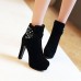 Women's Boots Spring / Fall / Winter Platform / Fashion Boots Leatherette Outdoor / Casual Chunky Heel Crystal / Bowknot