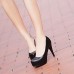 Women's Shoes Patent Leather Stiletto Heel Round Toe Pumps Black/Beige