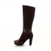 Women's Shoes Fleece/Patent Leather Chunky Heel Fashion Boots/Round Toe Boots Dress Black/Brown/Burgundy