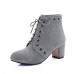 Women's Boots Fall / Winter Fashion Boots Leatherette Dress / Casual Chunky Heel Lace-up Black / Gray / Almond Walking