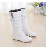 Women's Spring / Fall / Winter Fashion Boots / Comfort / Round Toe Leatherette Dress Flat Heel Tassel / Lace-up Black / Yellow / White