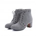 Women's Boots Fall / Winter Fashion Boots Leatherette Dress / Casual Chunky Heel Lace-up Black / Gray / Almond Walking