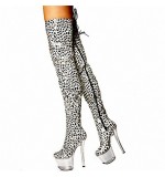 17CM white leopard boots high heeled boots with / Sexy Knee Boots / Ultra high heel Women's Shoes / Fashion Animal Print