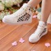 Women's Shoes Patent Leather Leopard Flat Heel Round Toe Rivet Fashion Sneakers Casual Black/White