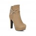 Women's Boots Spring / Fall / Winter Platform / Fashion Boots Leatherette Outdoor / Casual Chunky Heel Crystal / Bowknot