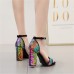 Size:4.5-8.5 Women Fashion Multicolor Sequins Decorative High Heel Sandals