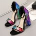 Size:4.5-8.5 Women Fashion Multicolor Sequins Decorative High Heel Sandals