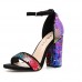 Size:4.5-8.5 Women Fashion Multicolor Sequins Decorative High Heel Sandals