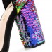 Size:4.5-8.5 Women Fashion Multicolor Sequins Decorative High Heel Sandals