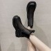 Size:4.5-8.5 Women Fashion Color Blocking Cut Out Thick-Soled Short Boots