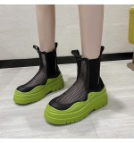 Size:4.5-8.5 Women Fashion Color Blocking Cut Out Thick-Soled Short Boots