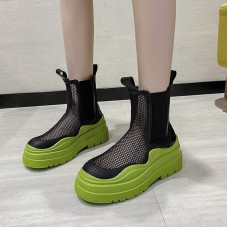 Size:4.5-8.5 Women Fashion Color Blocking Cut Out Thick-Soled Short Boots