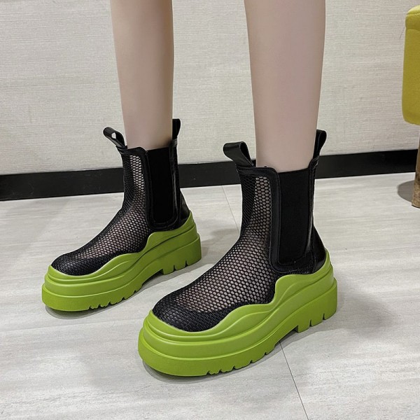 Size:4.5-8.5 Women Fashion Color Blocking Cut Out Thick-Soled Short Boots