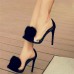 Size:4.5-8.5 Women Solid Color Plush Decoration High Heels