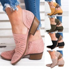 Size:4.5-11 Women Boho Carving Design Low Top Boots Shoes