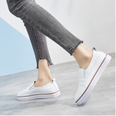 Size:4.5-8 Women Leisure Leather Flats Slip-on Sneaker Shoes