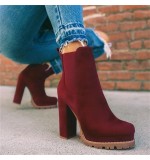 Size:4.5-11 Women Fashion Elastic Design Block Heels Short Boots