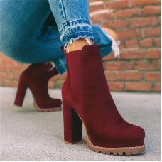 Size:4.5-11 Women Fashion Elastic Design Block Heels Short Boots