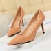 Women Fashion Basic Bright Color PU Pointed Toe Stiletto High Heel Pumps