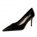 Women Fashion Basic Bright Color PU Pointed Toe Stiletto High Heel Pumps