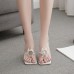 Women Fashion Sexy Sunflower Rhinestone Decorative Transparent Design High Heel Slippers