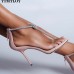 Women Fashion Sexy Sparkling Knot Design Rhinestone Decoration High Heel Sandals