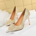 Women Fashion Sexy Pearl Flower Decorative Stiletto Shoes Pumps