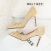 Women Fashion Sexy Pearl Flower Decorative Stiletto Shoes Pumps