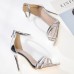 Women Fashion Sexy Zipper Design Square Toe Stiletto Sandals