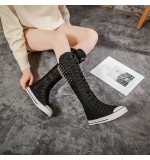 Sleek Punk Studded Inside Zip High Boots