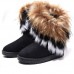 Women'S Fashion Round Toe Faux Fox Fur Snow Boots