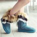 Women'S Fashion Round Toe Faux Fox Fur Snow Boots