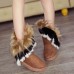 Women'S Fashion Round Toe Faux Fox Fur Snow Boots