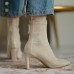 Women Fashion Pointed Toe Suede Stiletto Heel Short Chelsea Boots