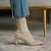 Women Fashion Pointed Toe Suede Stiletto Heel Short Chelsea Boots