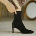 Women Fashion Pointed Toe Suede Stiletto Heel Short Chelsea Boots