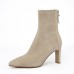 Women Fashion Pointed Toe Suede Stiletto Heel Short Chelsea Boots