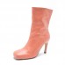 Plus Size Women Fashion Square Toe Multicolor Stiletto Heel Mid-calf Chelsea Boots