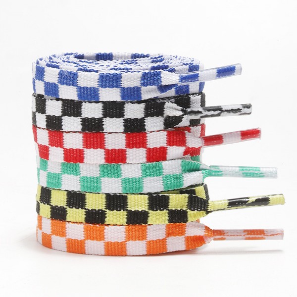 Unisex Fashion Checker Two-Tone Polyester Shoelaces