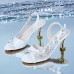 Women Fashion Mesh PU Peep Toe Mid Heel Ankle Strap Buckle Sandals