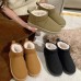 Autumn And Winter Women Fashionable Thick Warm Suede Round Flat Snow Boots