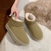 Autumn And Winter Women Fashionable Thick Warm Suede Round Flat Snow Boots