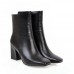 Autumn And Winter Women Fashion Solid Color Side Zipper Pu Square Toe Chunky Heel Mid-Calf Boots